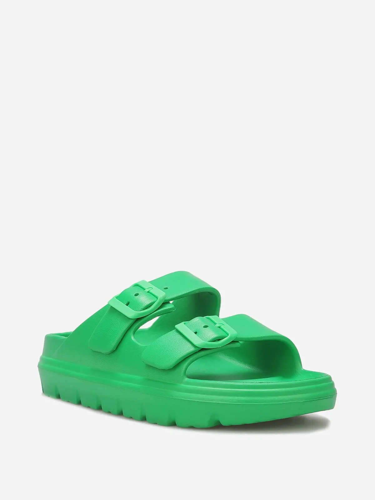 Clearance La Modeuse Mules crantées à double brides Vert