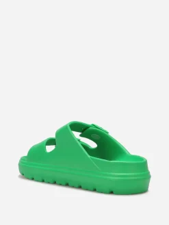 Clearance La Modeuse Mules crantées à double brides Vert