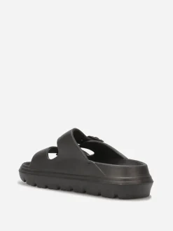 Hot La Modeuse Mules crantées à double brides Noir