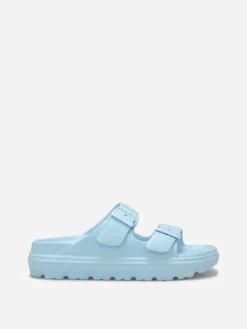Sale La Modeuse Mules crantées à double brides Bleu