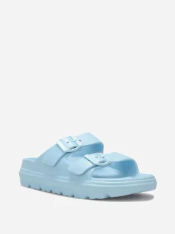 Sale La Modeuse Mules crantées à double brides Bleu
