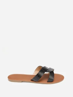 Best La Modeuse Mules croco à brides croisées grandes tailles Noir