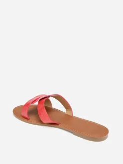 Sale La Modeuse Mules croco à brides croisées grandes tailles Rouge