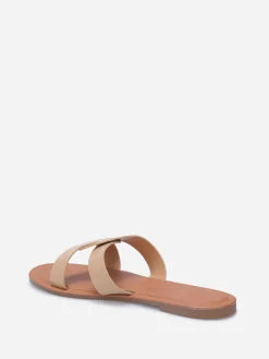 Best La Modeuse Mules croco à brides croisées grandes tailles Beige