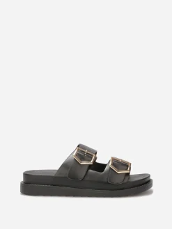 Outlet La Modeuse Mules double brides à plateforme Noir