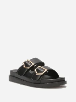 Outlet La Modeuse Mules double brides à plateforme Noir