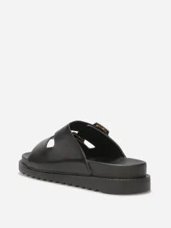 Outlet La Modeuse Mules double brides à plateforme Noir