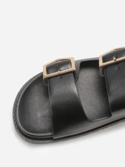 Outlet La Modeuse Mules double brides à plateforme Noir