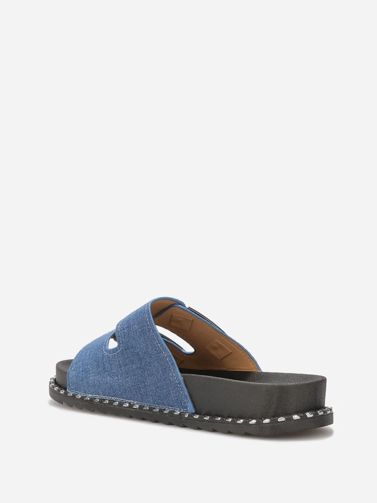 Discount La Modeuse Mules en denim à brides et boucles Bleu