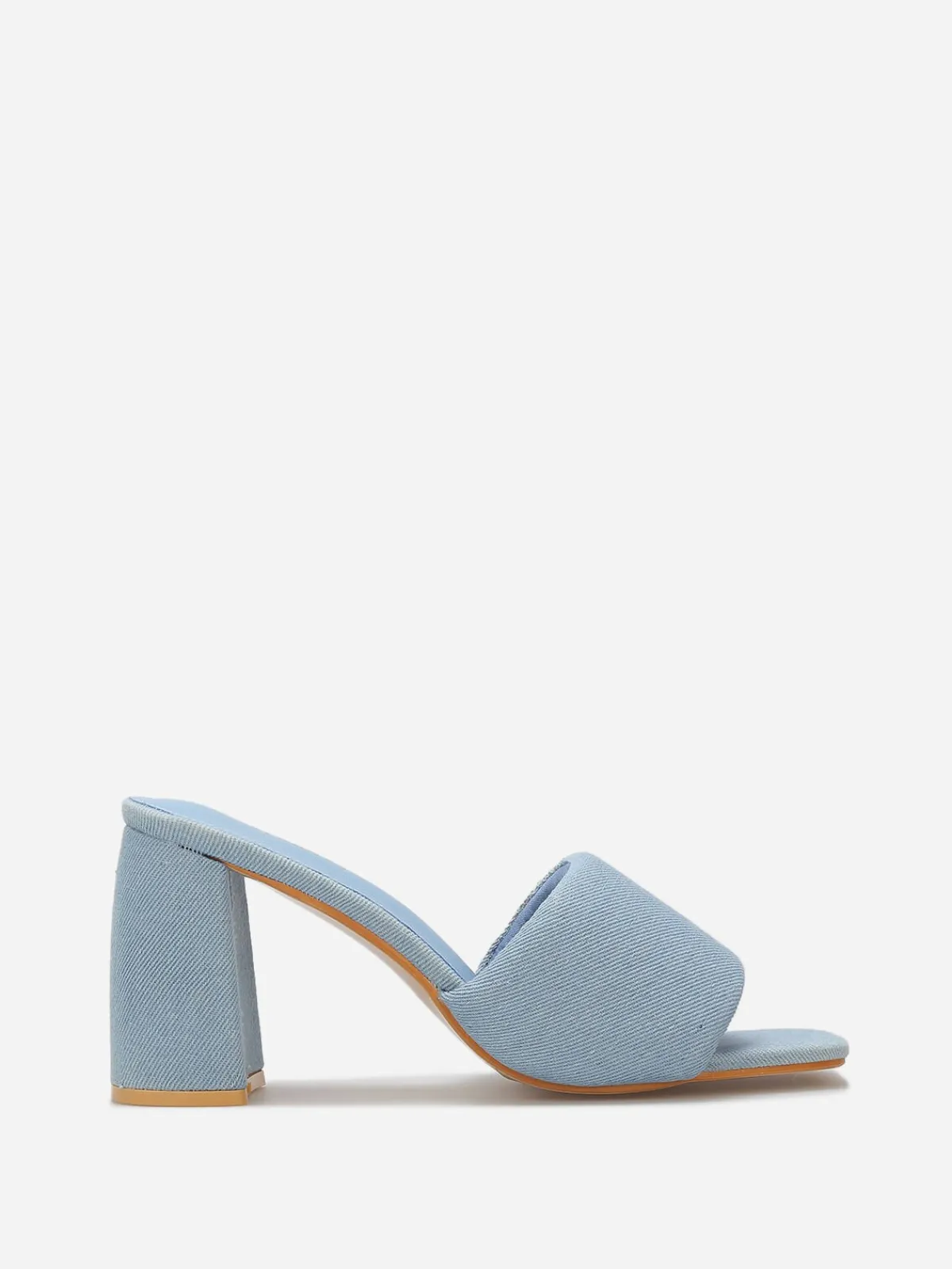 Discount La Modeuse Mules en denim à talon et bride rembourrée Bleu