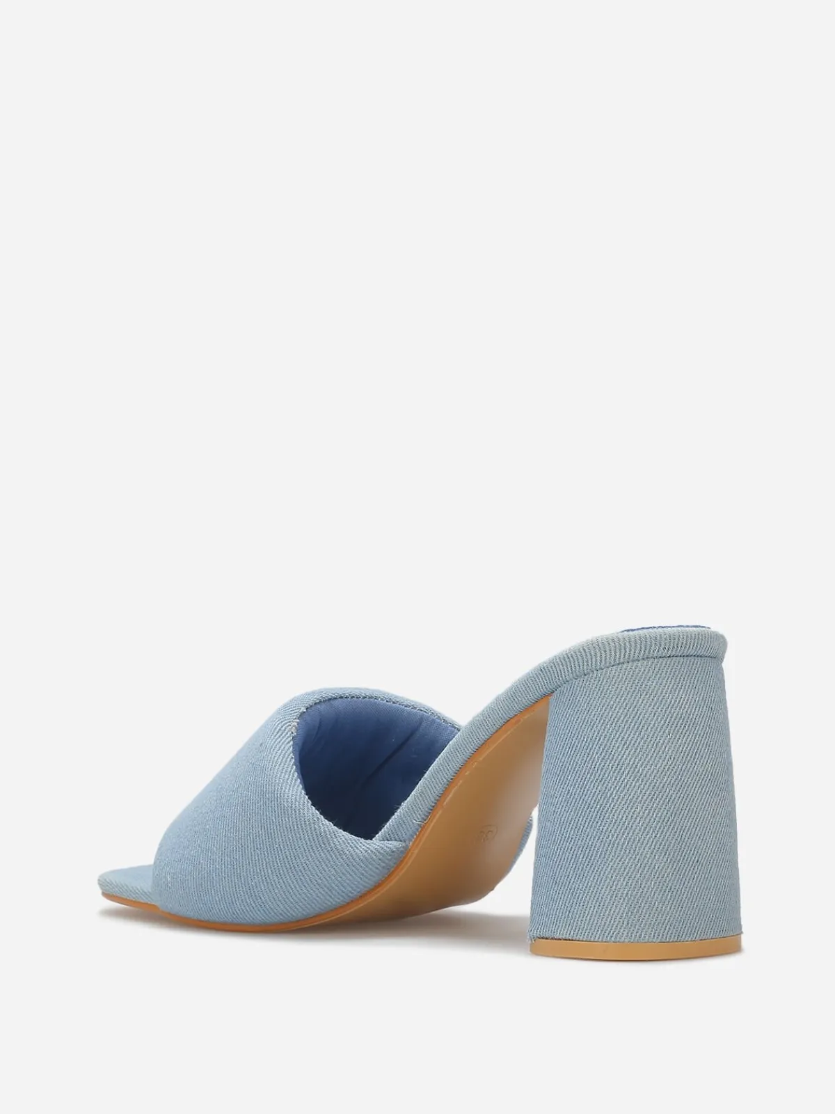 Discount La Modeuse Mules en denim à talon et bride rembourrée Bleu