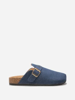 Sale La Modeuse Mules en denim avec bride BleuMarine