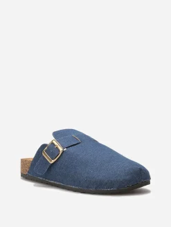 Sale La Modeuse Mules en denim avec bride BleuMarine
