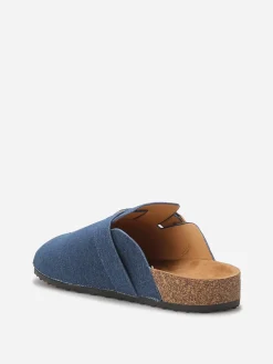 Sale La Modeuse Mules en denim avec bride BleuMarine