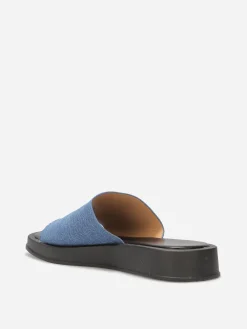 Clearance La Modeuse Mules en denim avec entre-doigts et plateforme Bleu