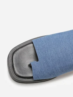 Clearance La Modeuse Mules en denim avec entre-doigts et plateforme Bleu