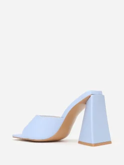 Outlet La Modeuse Mules en simili à large talon triangle BleuClair