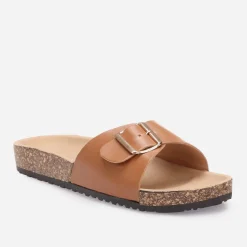 Sale La Modeuse Mules en simili cuir à semelle effet liège Camel