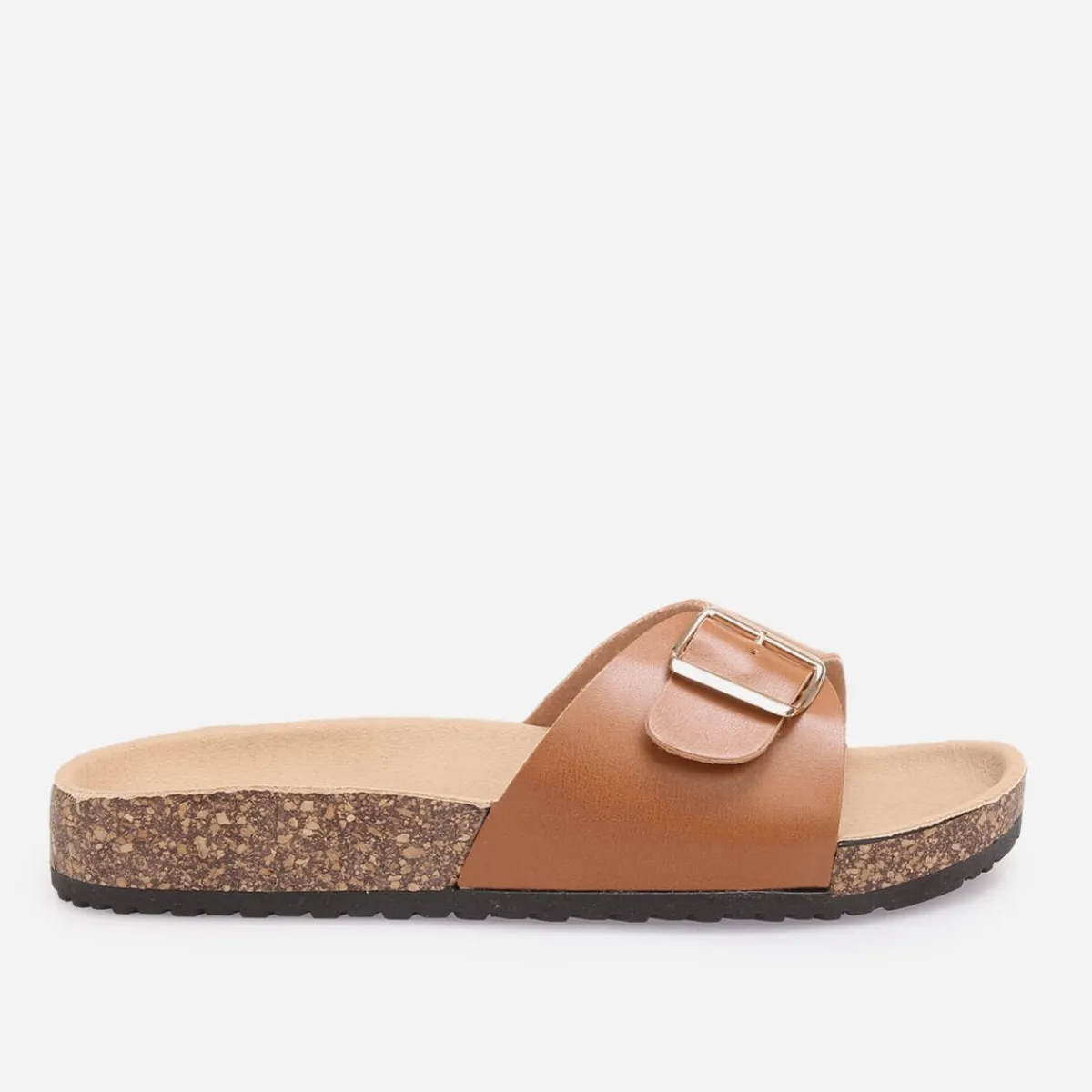Sale La Modeuse Mules en simili cuir à semelle effet liège Camel