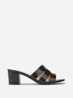 Best La Modeuse Mules en simili effet croco Noir