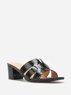 Best La Modeuse Mules en simili effet croco Noir
