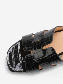 Best La Modeuse Mules en simili effet croco Noir