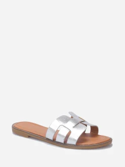 Outlet La Modeuse Mules en simili grandes tailles Argenté