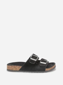 Clearance La Modeuse Mules en suédine à boucles oversize Noir