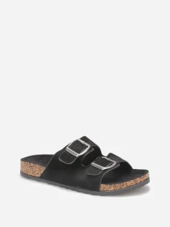 Clearance La Modeuse Mules en suédine à boucles oversize Noir