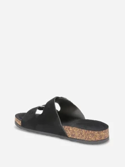 Clearance La Modeuse Mules en suédine à boucles oversize Noir