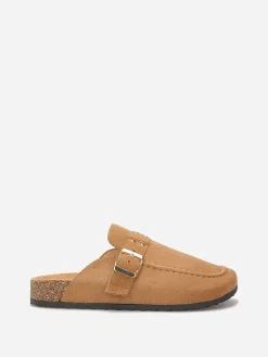 Best La Modeuse Mules en suédine à bride et surpiqûres Taupe