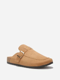 Best La Modeuse Mules en suédine à bride et surpiqûres Taupe