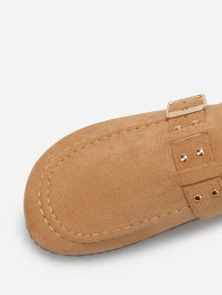 Best La Modeuse Mules en suédine à bride et surpiqûres Taupe