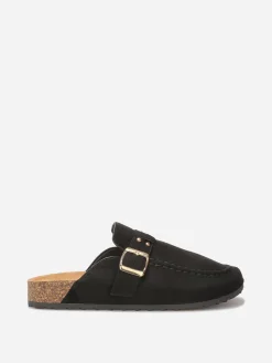 New La Modeuse Mules en suédine à bride et surpiqûres Noir