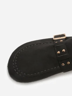 New La Modeuse Mules en suédine à bride et surpiqûres Noir