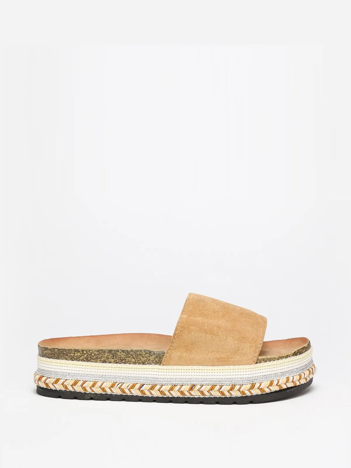 Outlet La Modeuse Mules en suédine à plateforme ethnique Camel