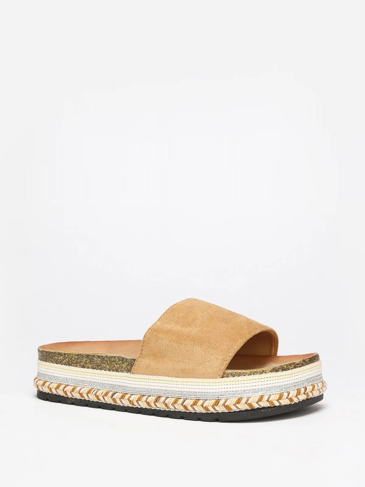 Outlet La Modeuse Mules en suédine à plateforme ethnique Camel