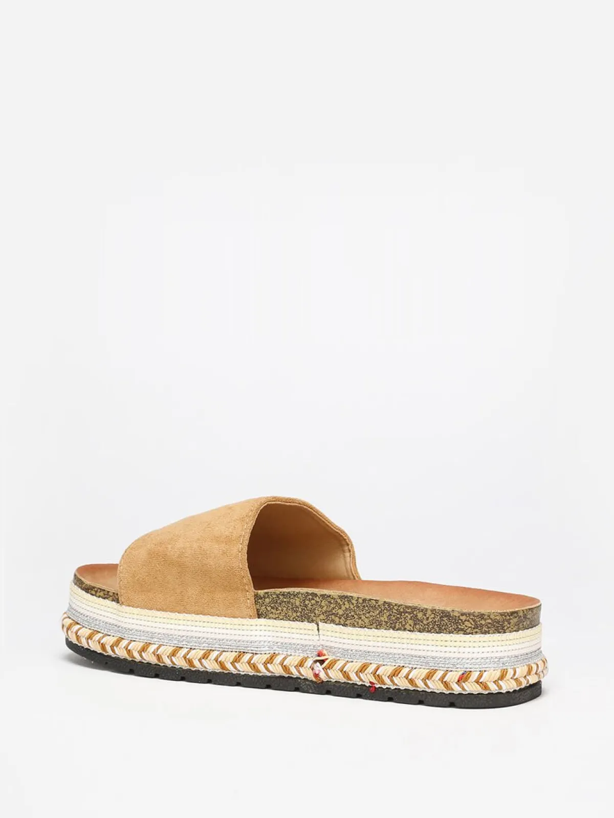 Outlet La Modeuse Mules en suédine à plateforme ethnique Camel