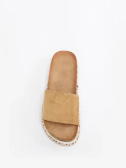 Outlet La Modeuse Mules en suédine à plateforme ethnique Camel