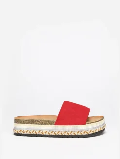 Online La Modeuse Mules  en suédine à plateforme ethnique Rouge