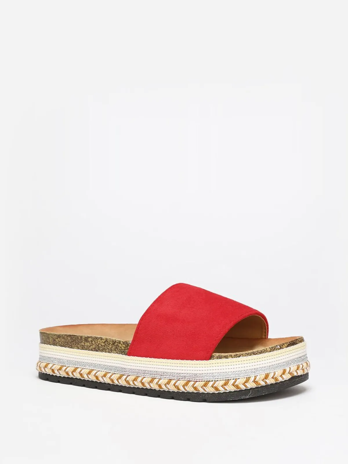 Online La Modeuse Mules en suédine à plateforme ethnique Rouge