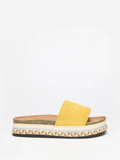 New La Modeuse Mules en suédine à plateforme ethnique Jaune