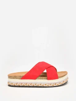 Outlet La Modeuse Mules  en suédine à plateforme fantaisie Rouge