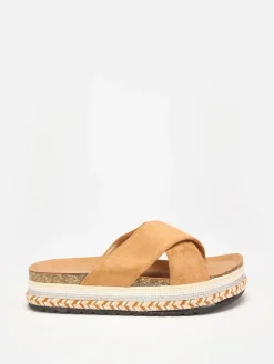 Clearance La Modeuse Mules en suédine à plateforme fantaisie Camel