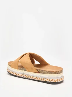 Clearance La Modeuse Mules en suédine à plateforme fantaisie Camel
