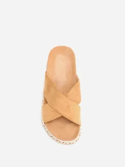 Clearance La Modeuse Mules en suédine à plateforme fantaisie Camel