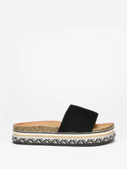 Online La Modeuse Mules  en suédine à plateforme ethnique Noir