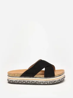 Hot La Modeuse Mules en suédine à plateforme fantaisie Noir