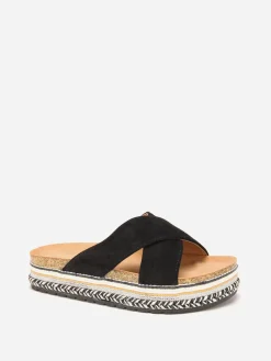 Hot La Modeuse Mules  en suédine à plateforme fantaisie Noir