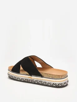Hot La Modeuse Mules en suédine à plateforme fantaisie Noir